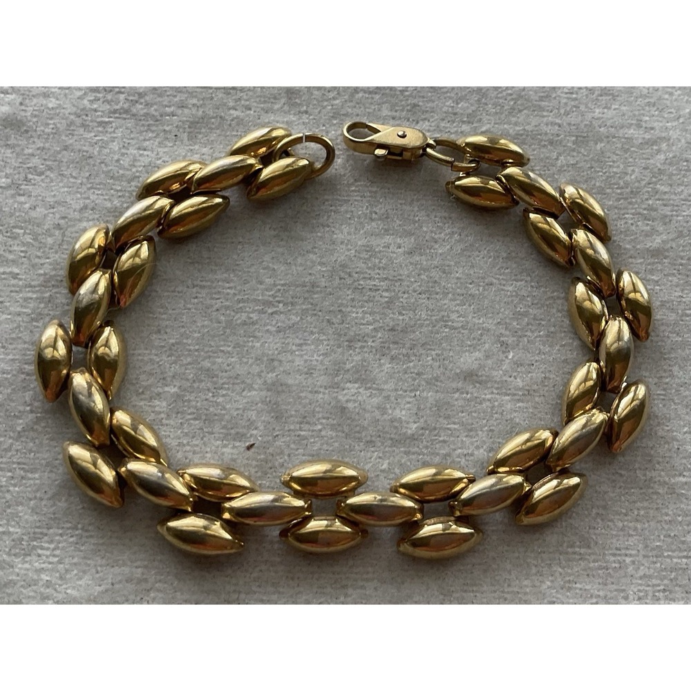 vintage gold-tone link bracelet Pebble Shape Links Estate Jewelry